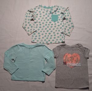 Girls Shirts 2T 24 Months Long Sleeve Tees Cat & Jack Blue Polka Dot Kids Tops